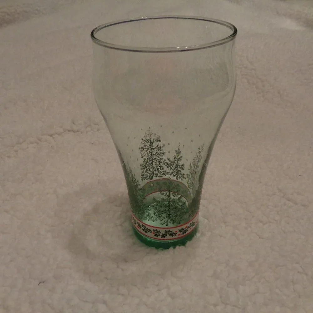 Libbey Coca Cola Holly and Pine Tree Vintage Glass